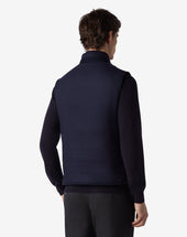 Gilet Navy In Twill Di Lana
