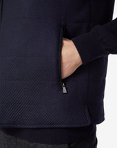 Gilet Navy In Twill Di Lana