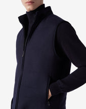 Gilet Navy In Twill Di Lana