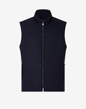 Gilet blu navy in twill di lana