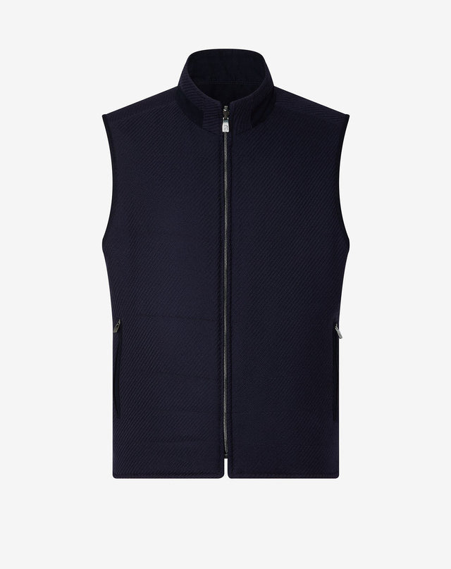 Gilet blu navy in twill di lana