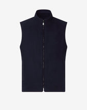 Gilet Navy In Twill Di Lana