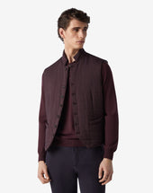 Gilet Bordeaux In Popeline Trapuntato