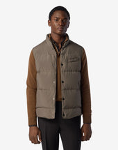 Gilet Scuro In Popeline Trapuntato