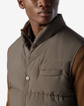 Gilet Scuro In Popeline Trapuntato