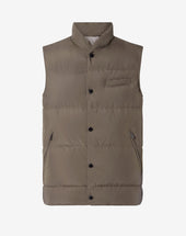 Gilet Scuro In Popeline Trapuntato