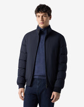 Bomber Navy Imbottito In Vera Piuma