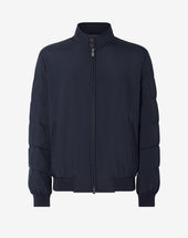 Bomber Navy Imbottito In Vera Piuma