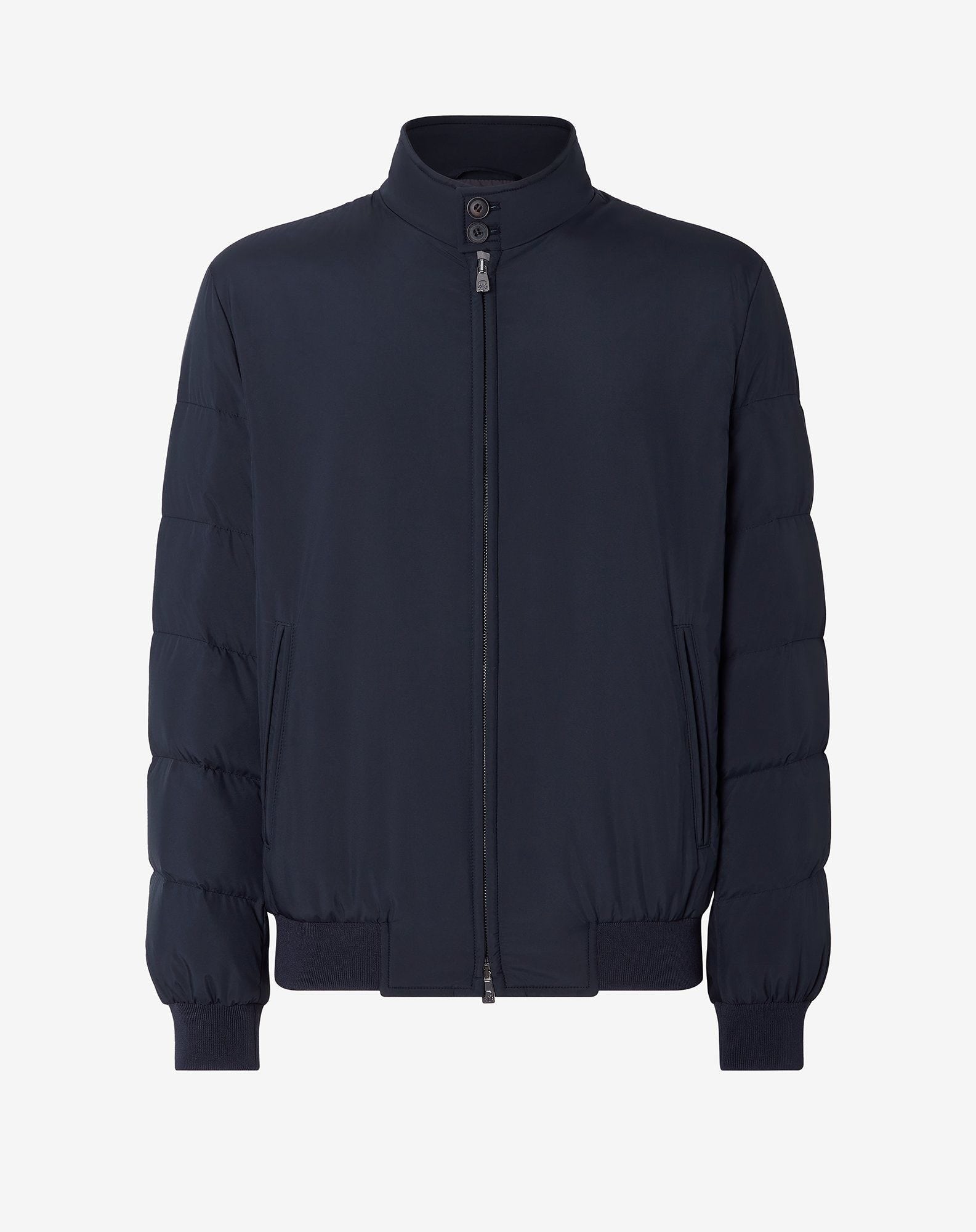 Bomber blu navy imbottito in vera piuma