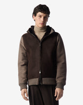 Jacket Scuro Bimaterica In Pelle