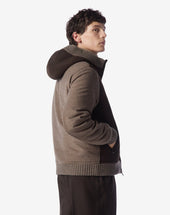 Jacket Scuro Bimaterica In Pelle
