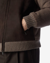 Jacket Scuro Bimaterica In Pelle