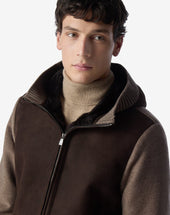 Jacket Scuro Bimaterica In Pelle