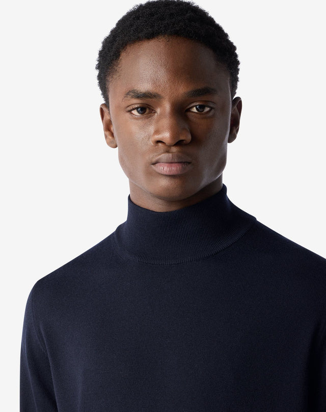 Sweater Navy In Pura Lana Merino Extrafine