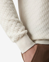 Sweater Collo Alto Bianca In Lana Merino Extrafine