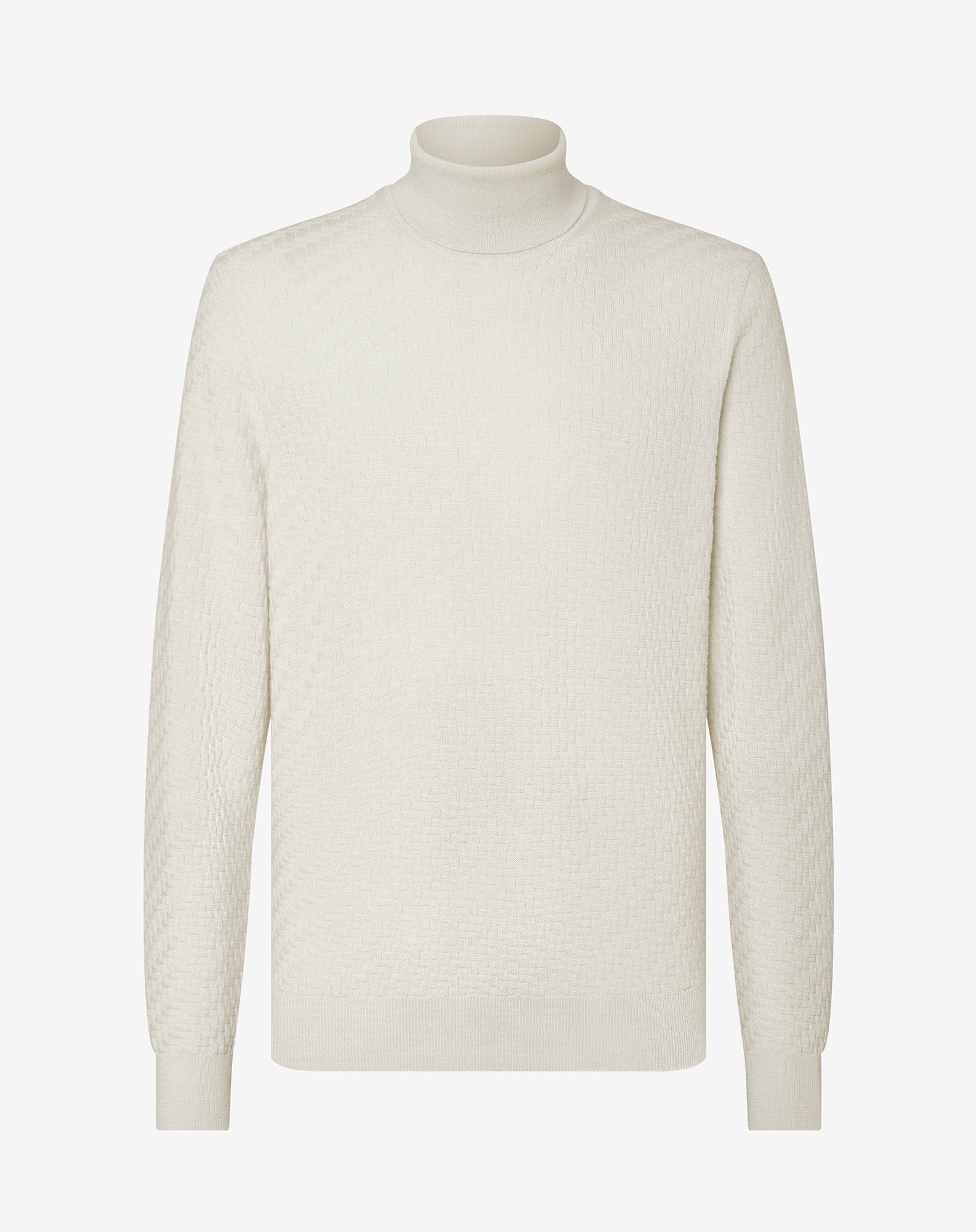 Sweater Collo Alto Bianca In Lana Merino Extrafine