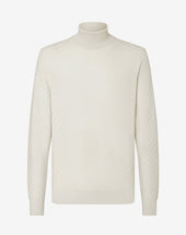 Sweater Collo Alto Bianca In Lana Merino Extrafine