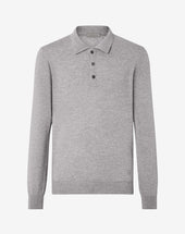 Polo Con Bottoni Chiaro Melange In Lana Merino Extrafine