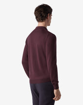 Polo Con Bottoni Viola In Lana Merino Extrafine