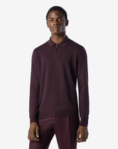 Polo Con Zip Viola In Lana Merino