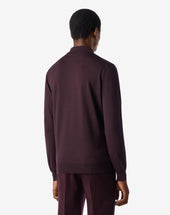Polo Con Zip Viola In Lana Merino