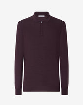 Polo Con Zip Viola In Lana Merino