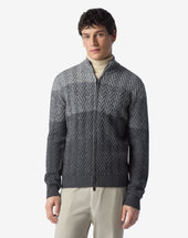 Sweater Full Zip In Lana Merino Sfumata Toni Del