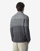 Sweater Full Zip In Lana Merino Sfumata Toni Del