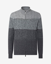 Sweater Full Zip In Lana Merino Sfumata Toni Del