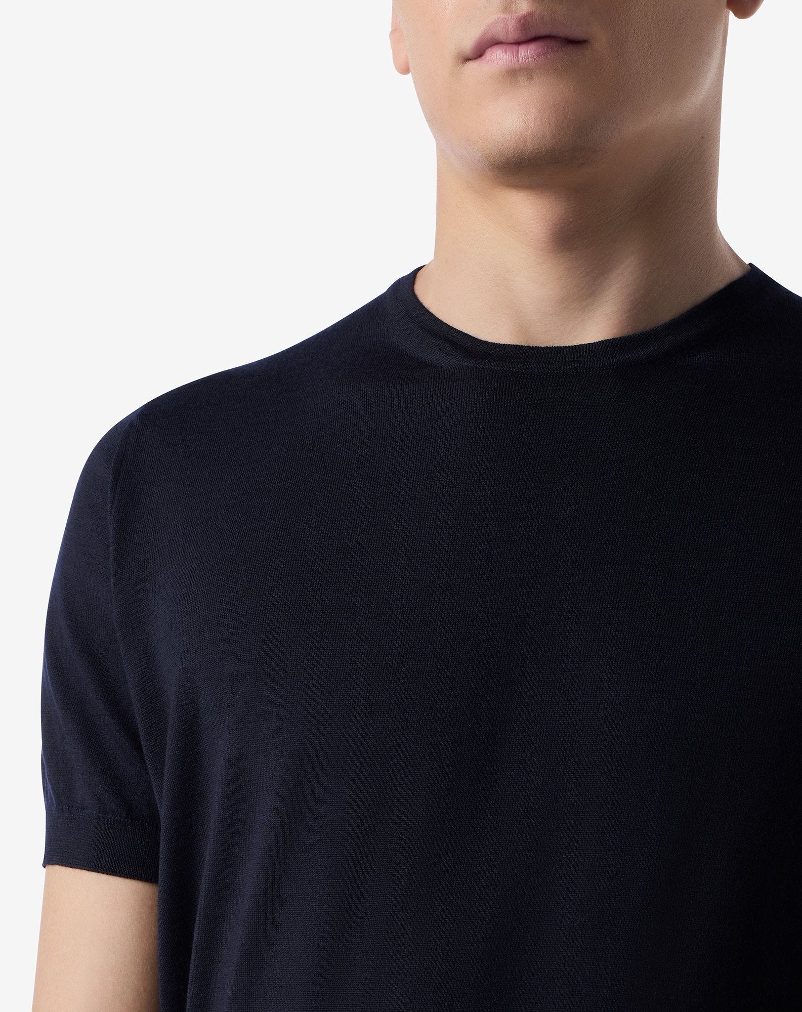 Sweater Girocollo Navy In Lana Ultrafine