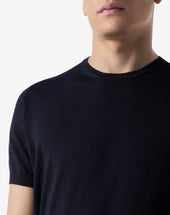 Sweater Girocollo Navy In Lana Ultrafine