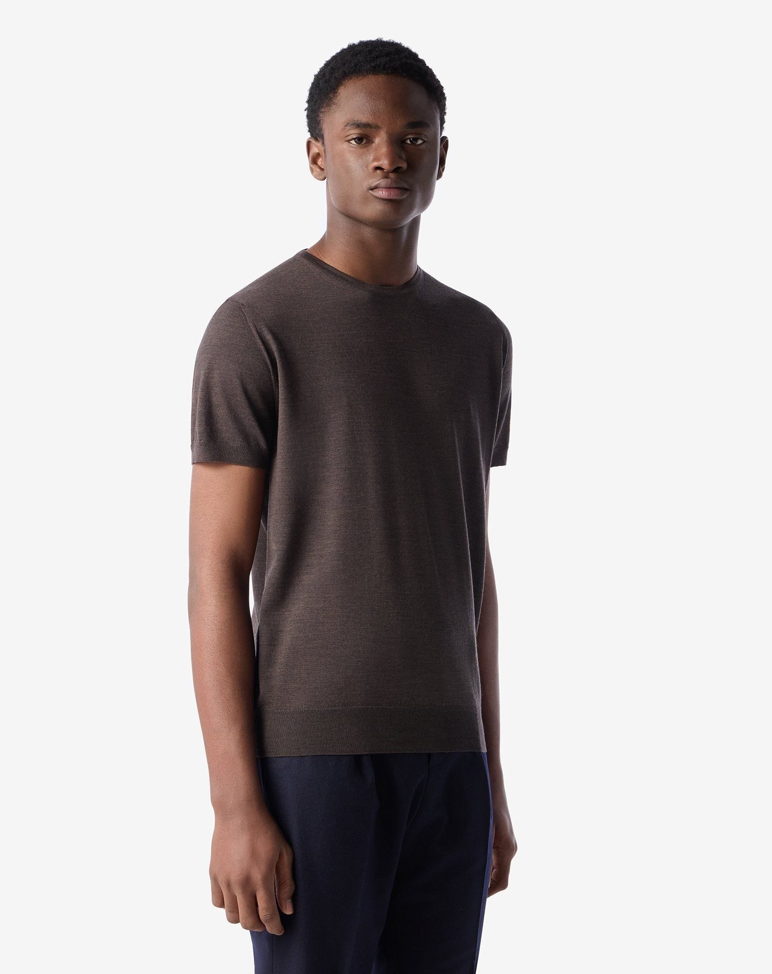 Sweater Girocollo Melange In Lana Ultrafine