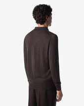 Polo Tabacco In Lana Merino Extrafine Jacquard