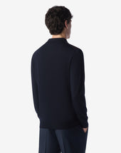 Polo Blu Viola In Lana Merino Extrafine Jacquard
