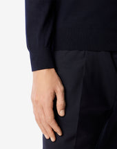 Polo Con Bottoni Navy In Lana Ultrafine