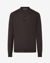 Polo Con Bottoni Melange In Lana Ultrafine