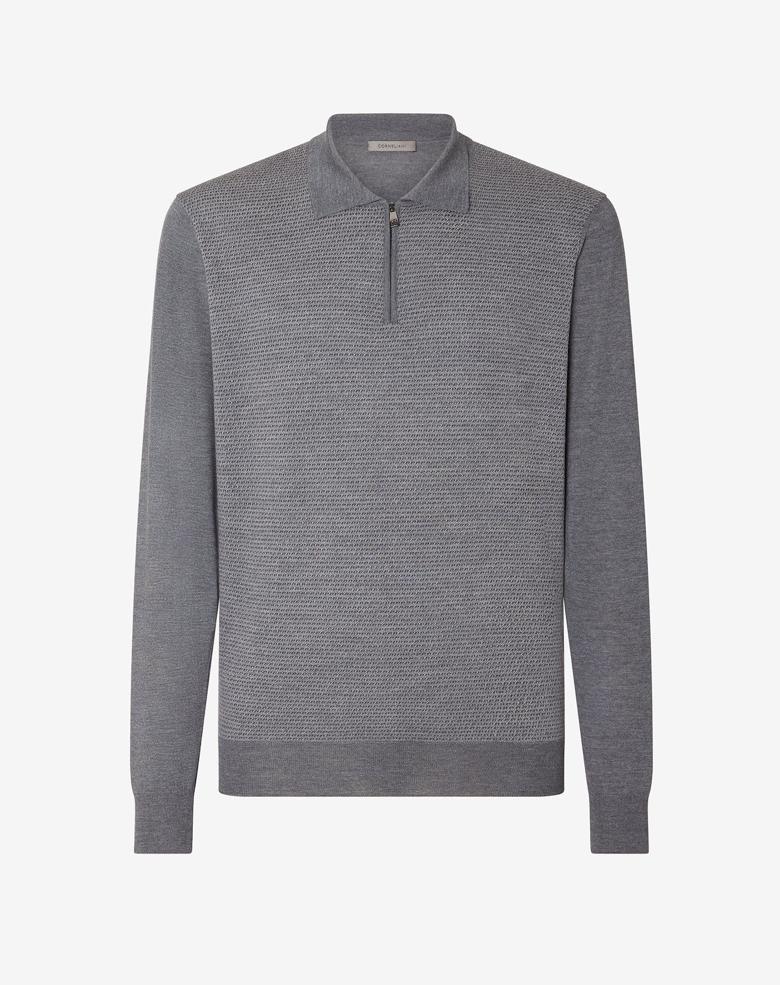 Polo Con Zip Toni Del In Lana Jacquard Extrafine