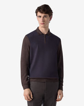 Polo Con Zip Marrone Bluette In Lana Jacquard Extrafine