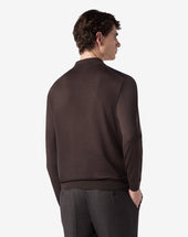 Polo Con Zip Marrone Bluette In Lana Jacquard Extrafine