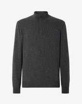 Sweater Con Bottoni Scuro Melange In Cashmere