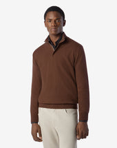 Sweater Con Bottoni Color Tabacco In Cashmere