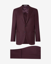 Suit Bordeaux In Flanella Di Lana Pettinata Super 120s