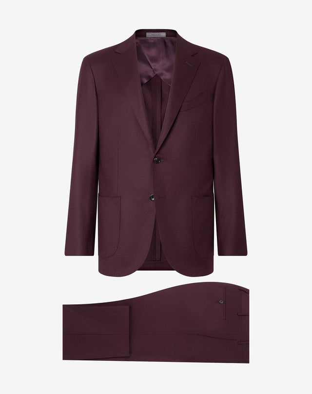 Suit bordeaux in flanella di lana pettinata super 120s