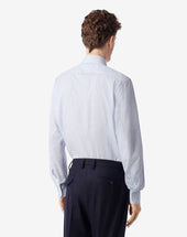 Shirt Bianca Con Righe Azzurre In Cotone