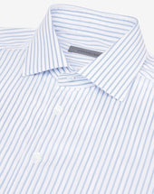 Shirt Bianca Con Righe Azzurre In Cotone