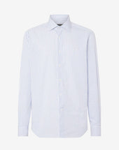 Shirt Bianca Con Righe Azzurre In Cotone