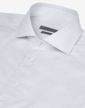 Shirt Bianca Con Riga Azzurra In Popeline Cotone