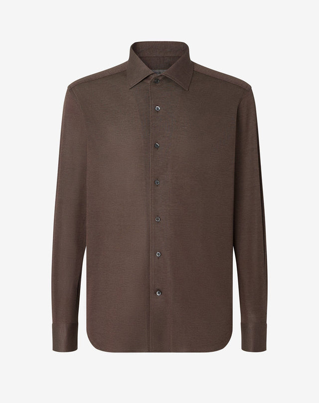 Shirt marrone in jersey di cotone