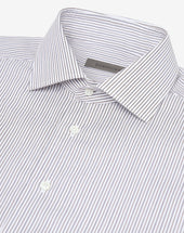 Shirt Bianca Con Riga Azzurra E Marrone In Cotone