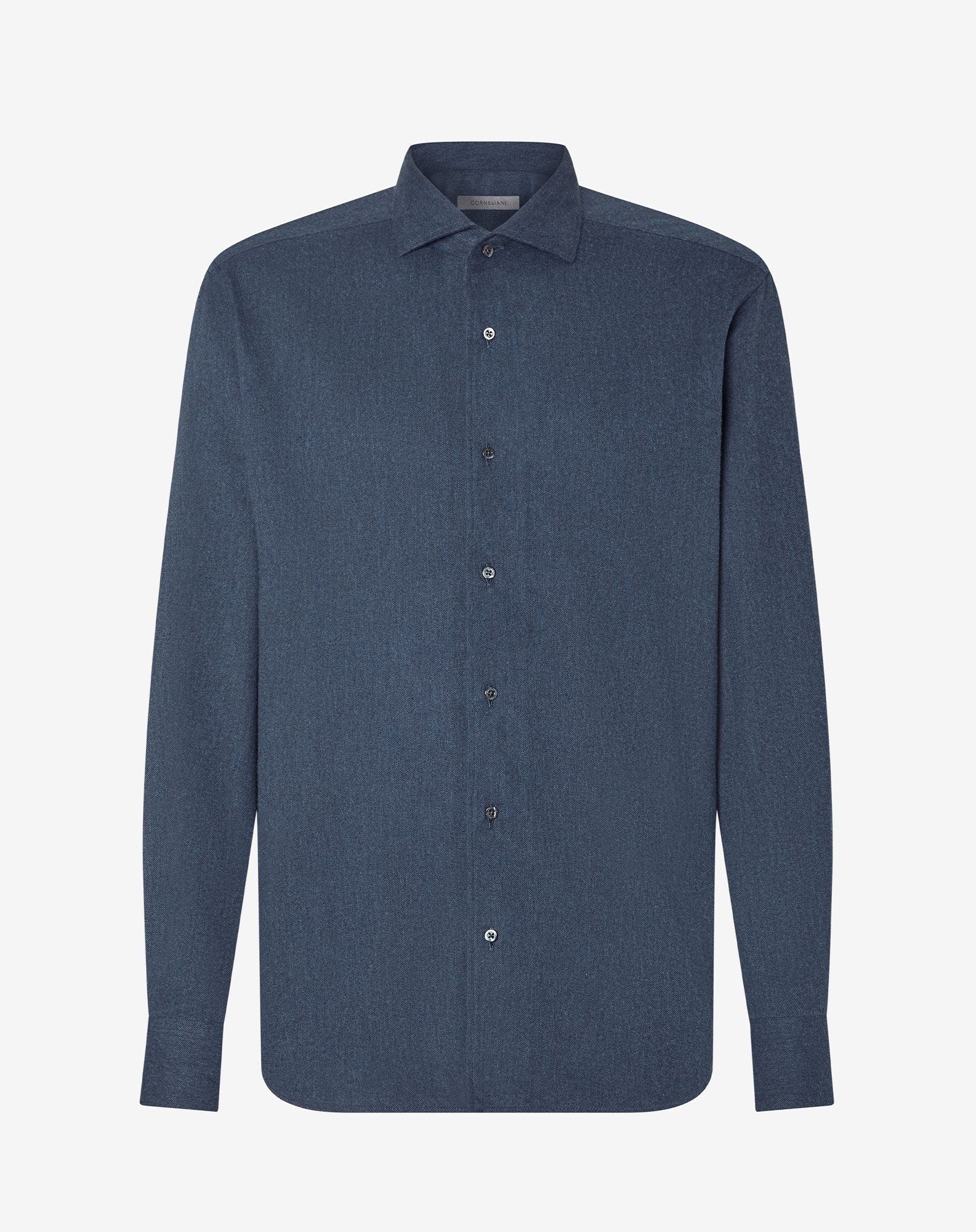 Shirt blu in flanella di cotone